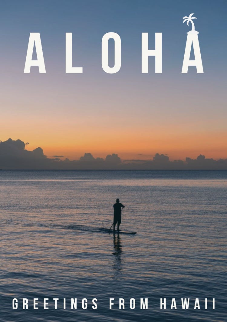 Sunset Colors Sea Aloha Hawaii Postcard