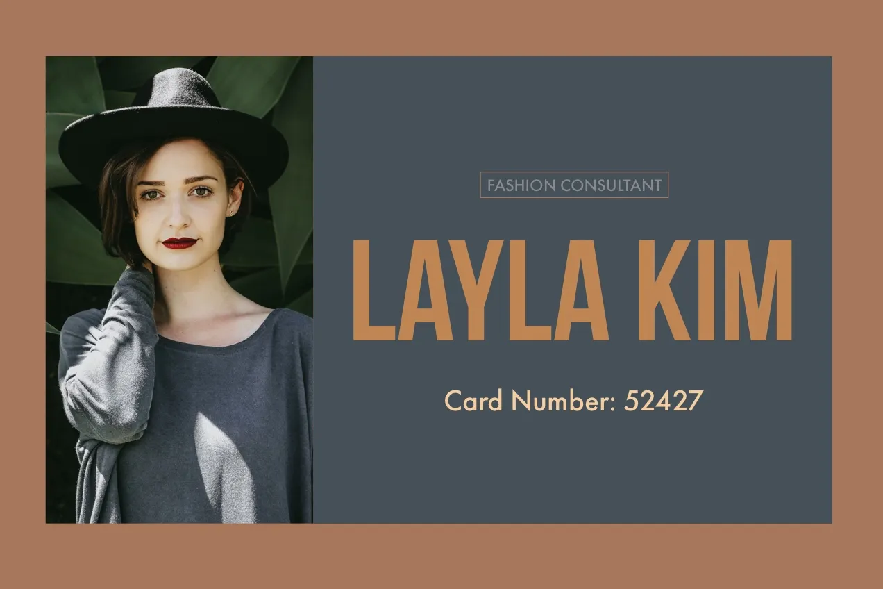 Grey and Brown With Photo Of Woman Business Card
