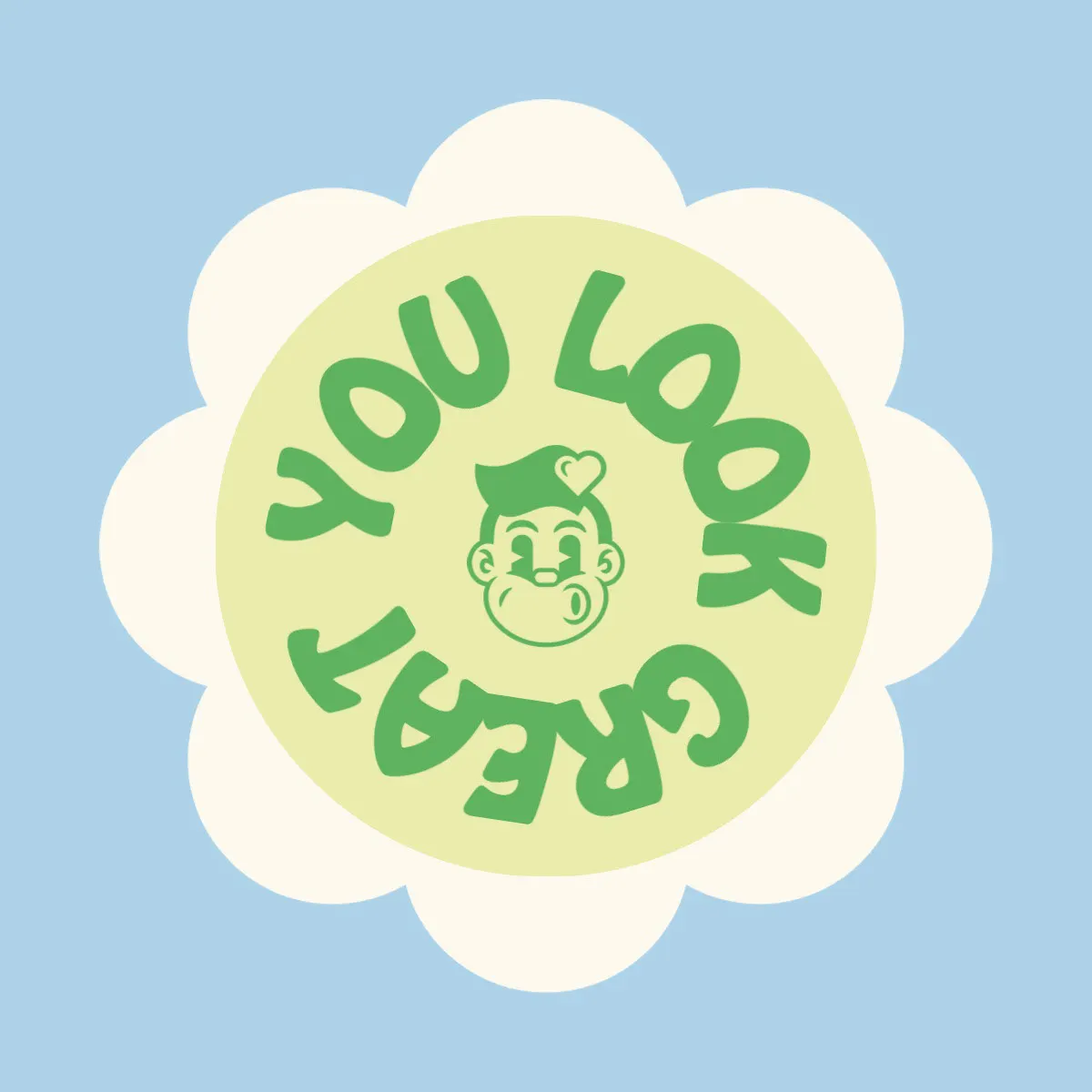 Green Cute Floral Sticker