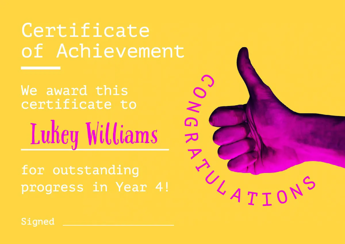 Yellow & Purple Kids Academic Achievement Certificate