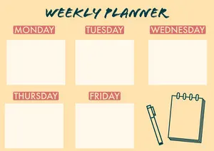 Yellow Illustrated Weekly Planner A4 Landscape Planner