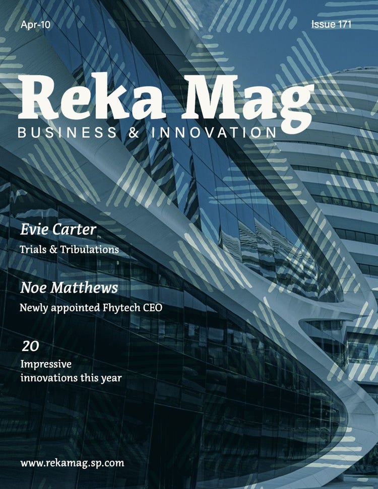 Blue Geometric Business Magazine Cover