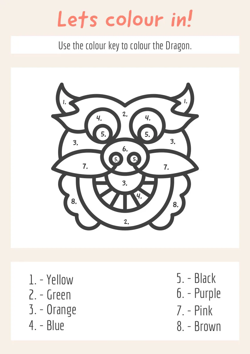 Dragon Head Coloring School Worksheet