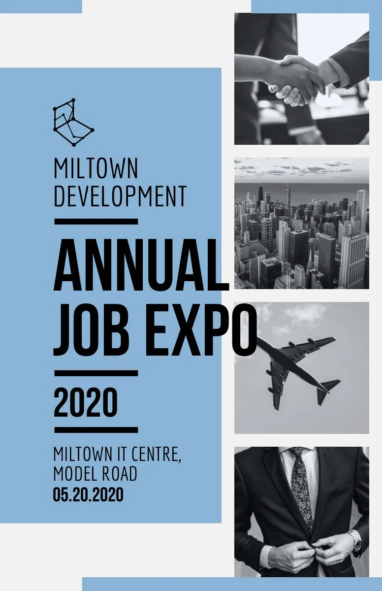 Blue and Gray Job Expo Event Flyer