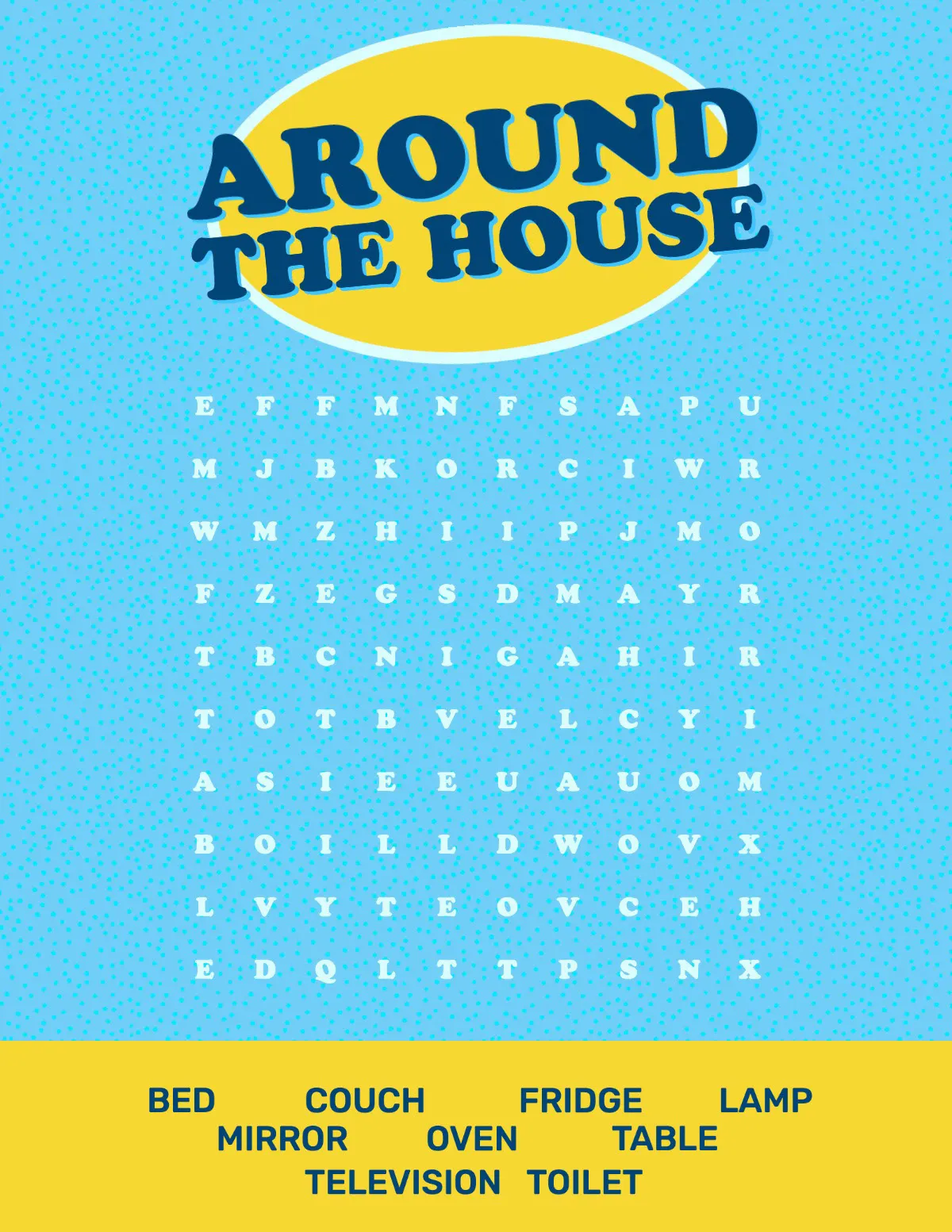 Blue and Yellow Bright Fun Word Search