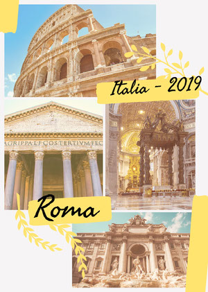 Yellow and Blue, Warm Toned, Italy Travel Ad, Poster Scrapbook Maker