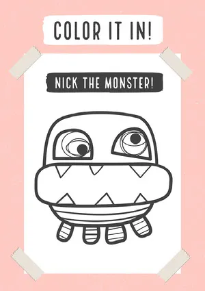 Pink Monster Coloring Worksheet Coloring Page