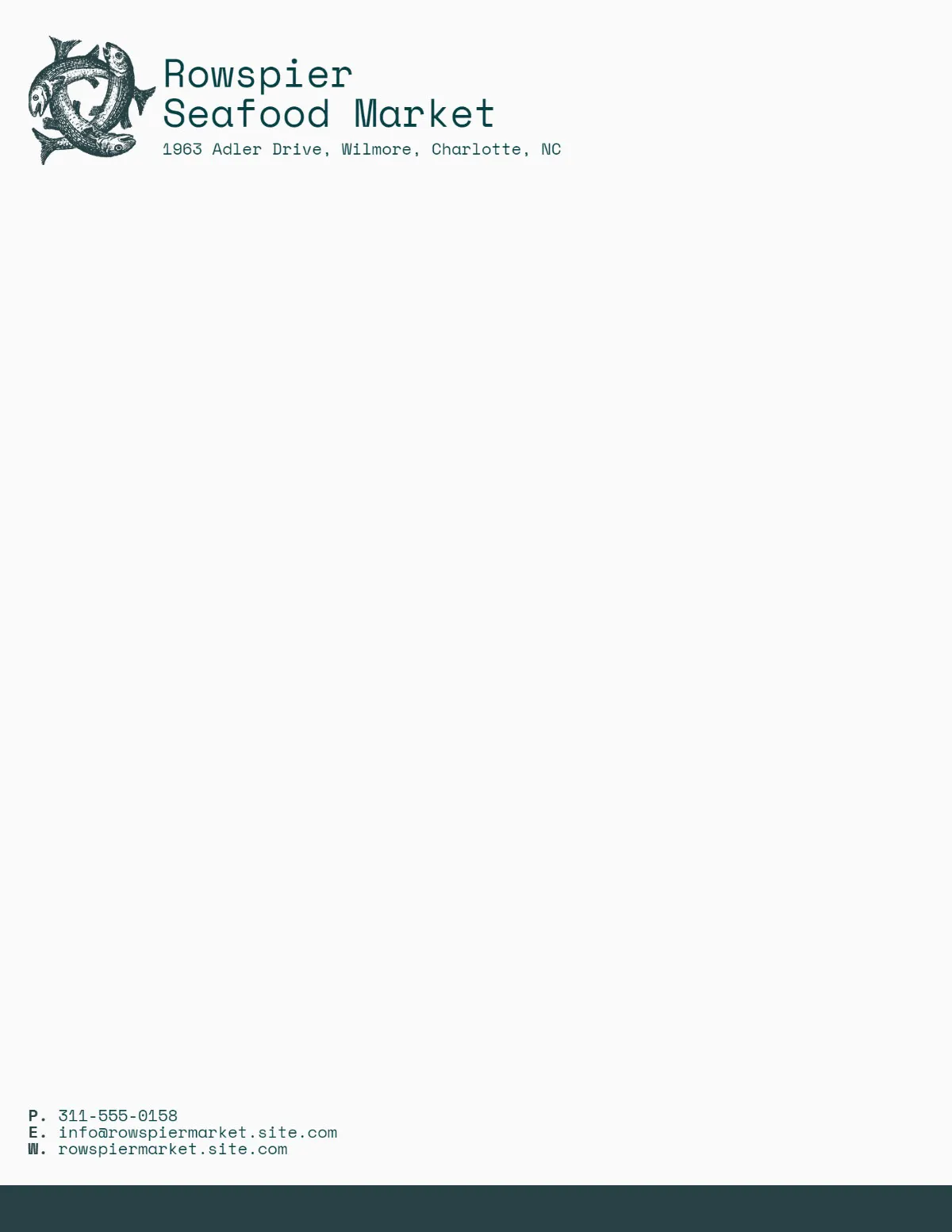 Teal and Gray Seafood Market Letterhead