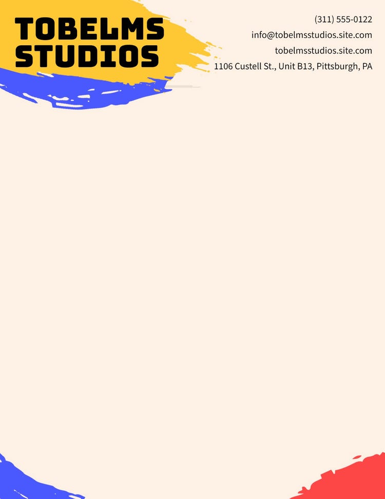 Blue and Yellow Bold Letterhead