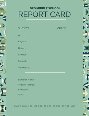 Green and Black Empty Report Card Report Card