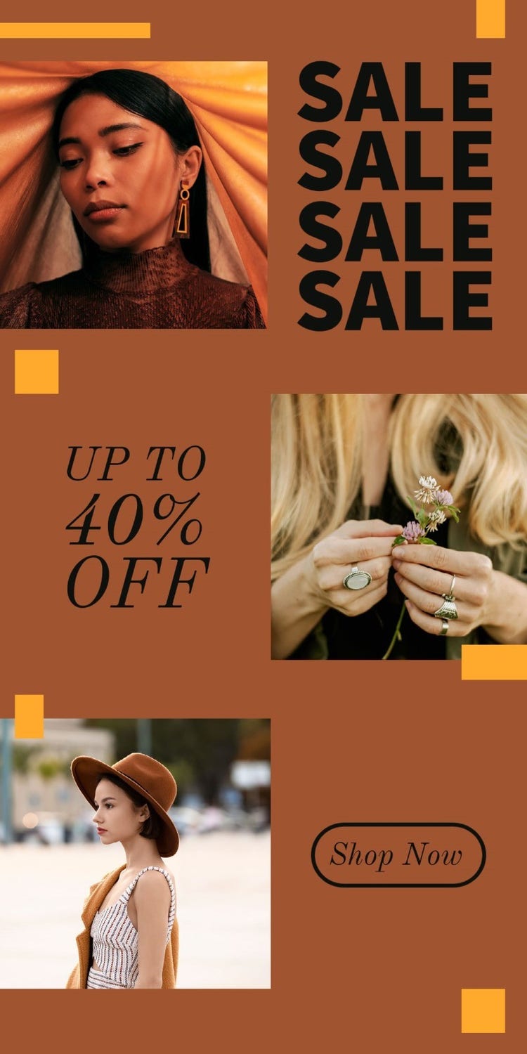 Brown, Black & Yellow women's fashion Sale Web Ad