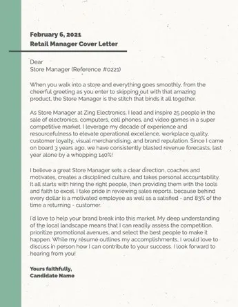 Green And White Paper Cover Letter