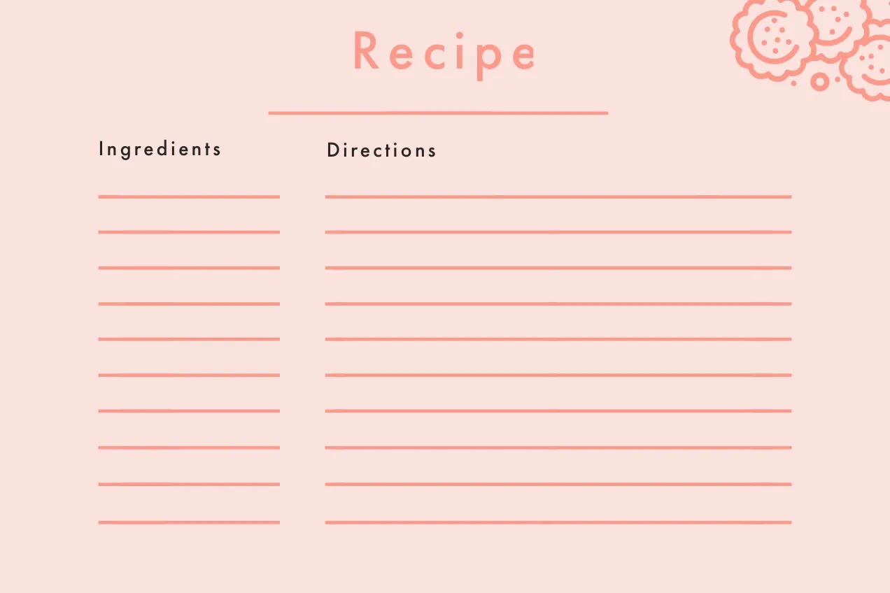 Pink Blank Recipe Card