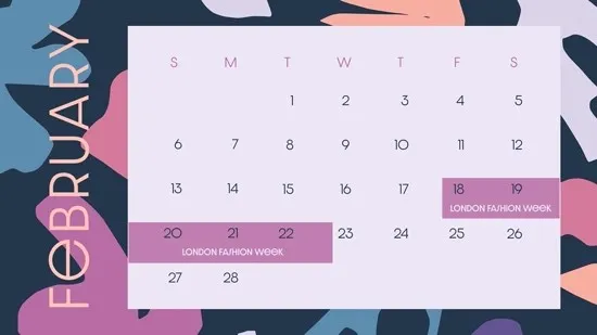 Purple Abstract February Seasonal Calendar