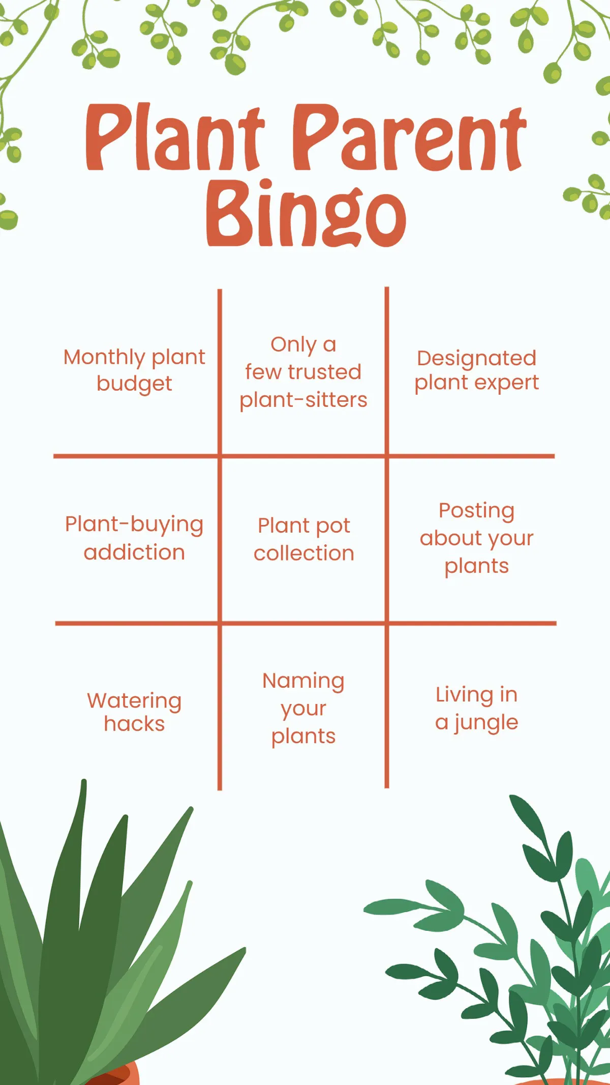 Brown Green Plant Bingo IG Story