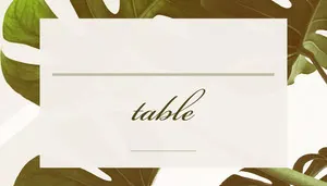 Green Wedding Table Place Card with Leaves Place Cards