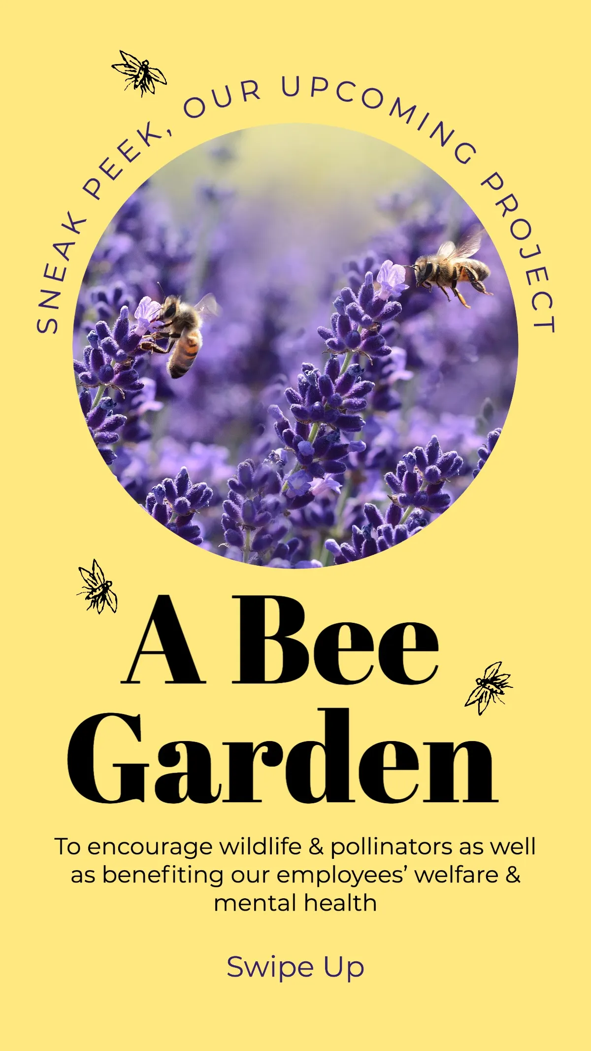 Yellow And Purple Bee Garden Facebook Story 