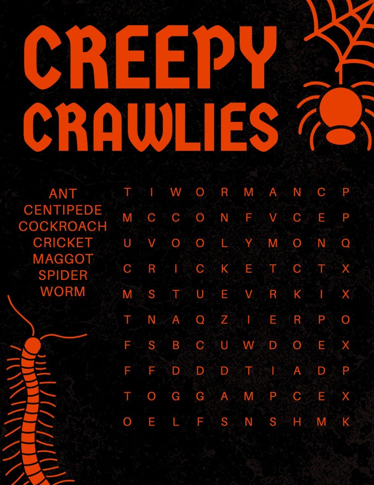 Red and Black Dark Creepy Word Search Game