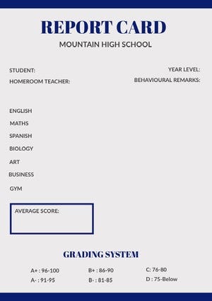 Blue and White Report Card Report Card