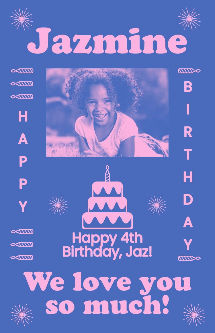 Pink and Blue Duotone Birthday Poster