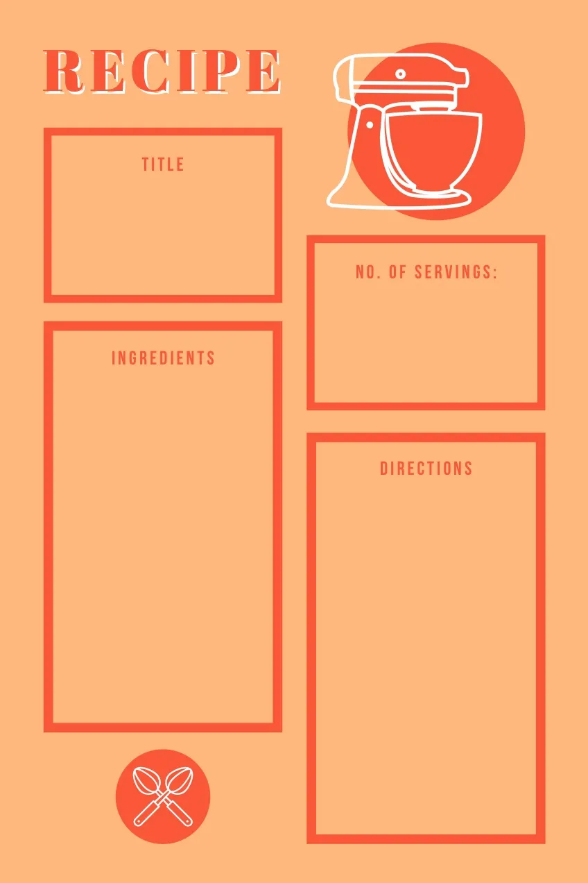 Beige Orange Mixer Recipe Card