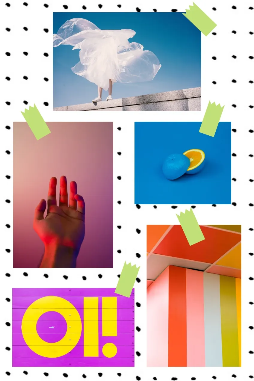 Colorful Photo Collage Pegboard Pinterest Mood Board