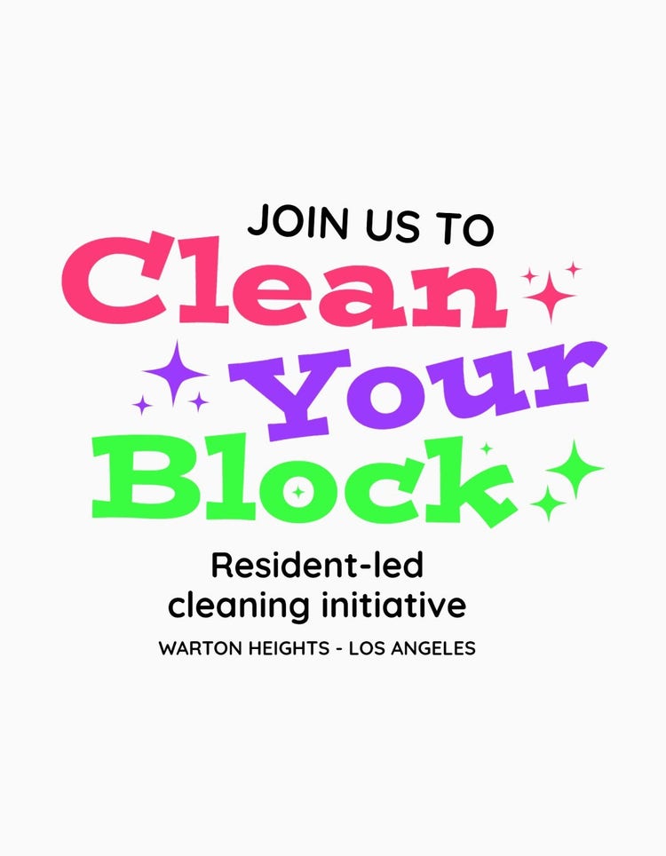 Pink Purple And Green Clean Your Block Tshirt Design