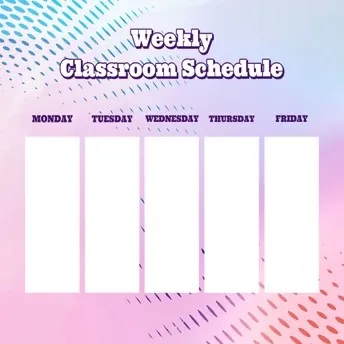 Iteration Pink, White and Purple Classroom Schedule