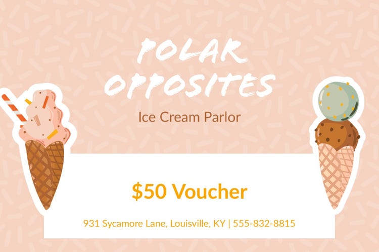 Pink Polar Opposites Ice Cream Parlour Gift Voucher