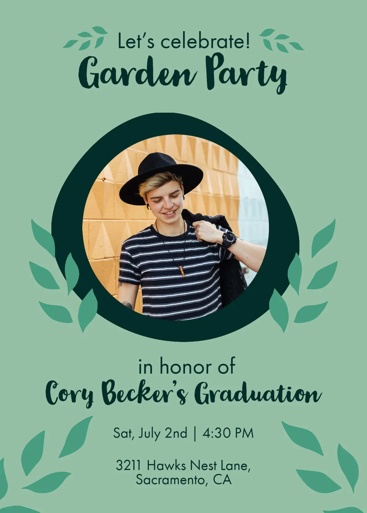 Green Garden Party Graduation Invitation