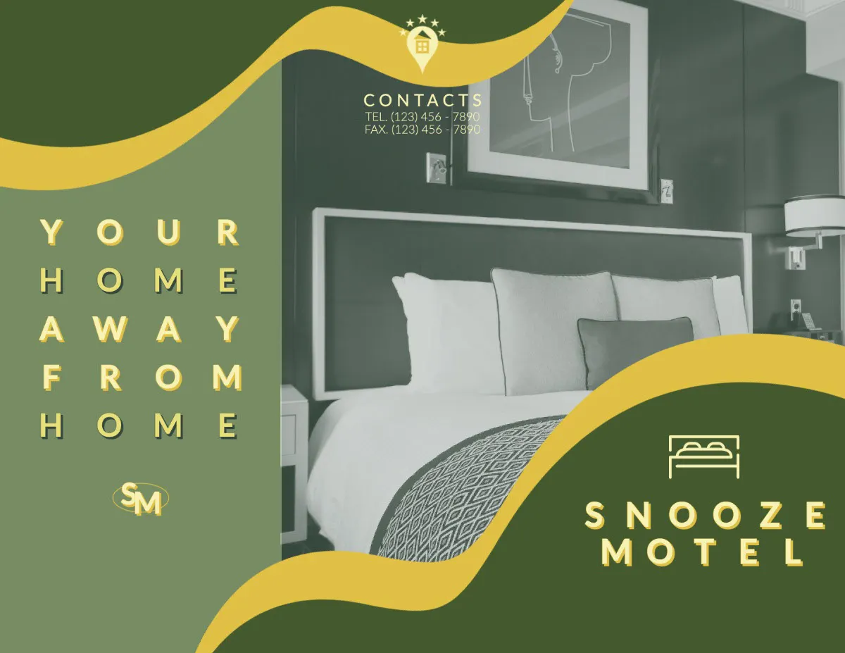 Green and Gold Simple Hotel Brochure Cover