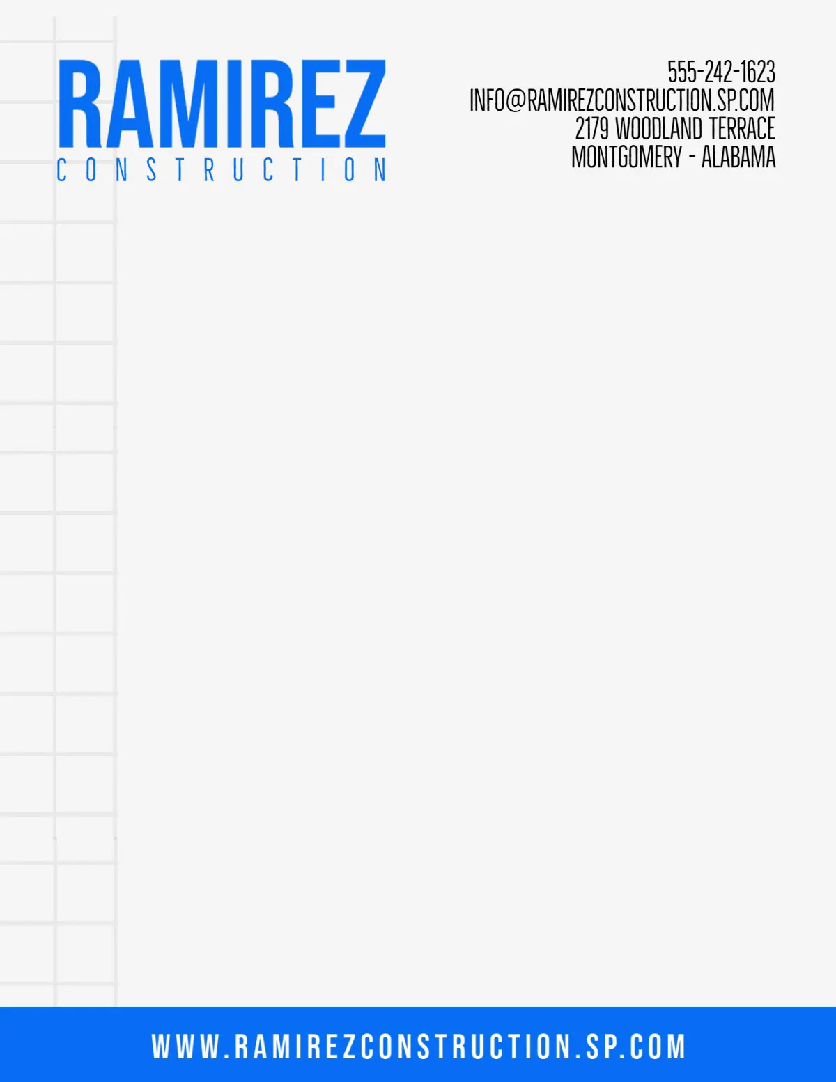 Blue and White Modern Style Construction Letterhead