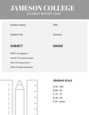 White and Grey Empty Report Card Report Card