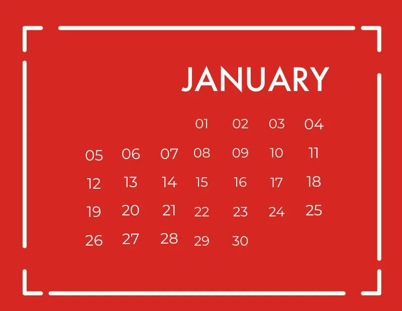 White and Red Calendar Card