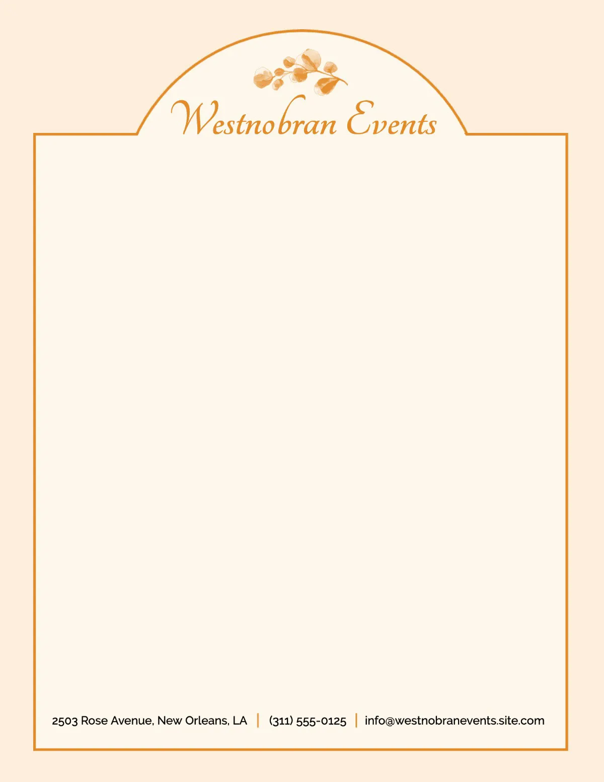 Orange & Cream Events Letterhead