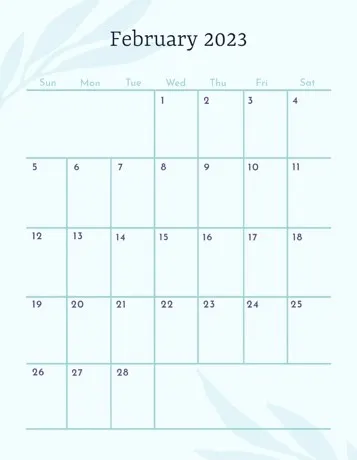 Blue And Purple Minimal Leaf Monthly Planner
