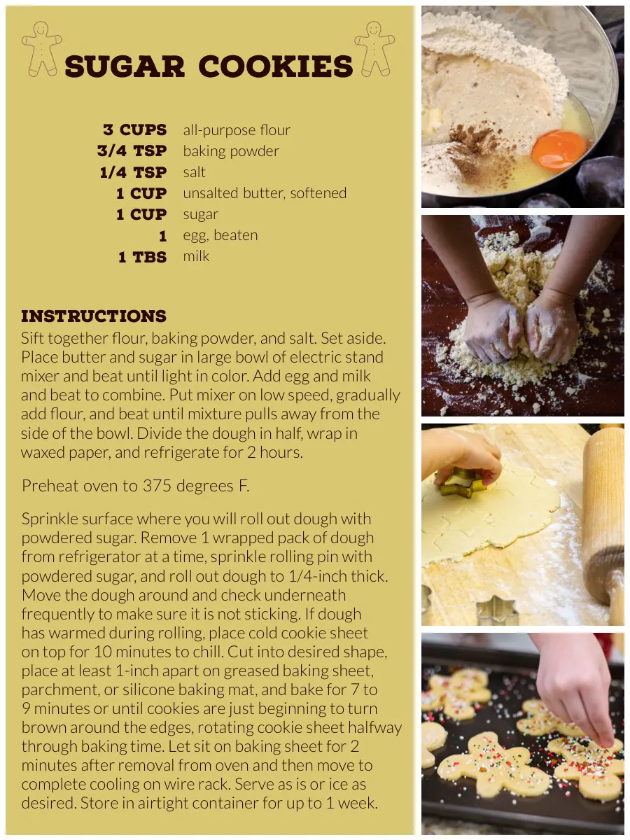 Yellow Sugar Cookie Recipe Card with Collage
