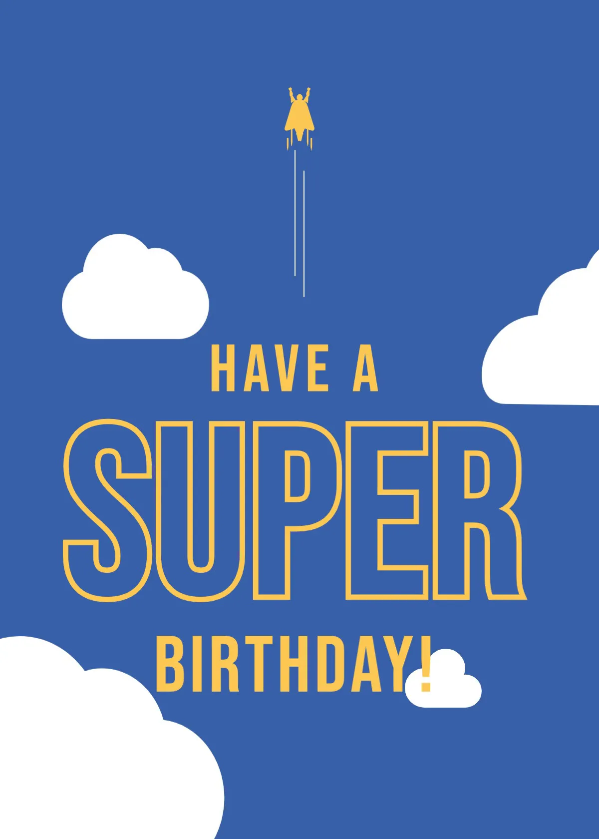 Blue and Yellow Superhero Style Happy Birthday Card
