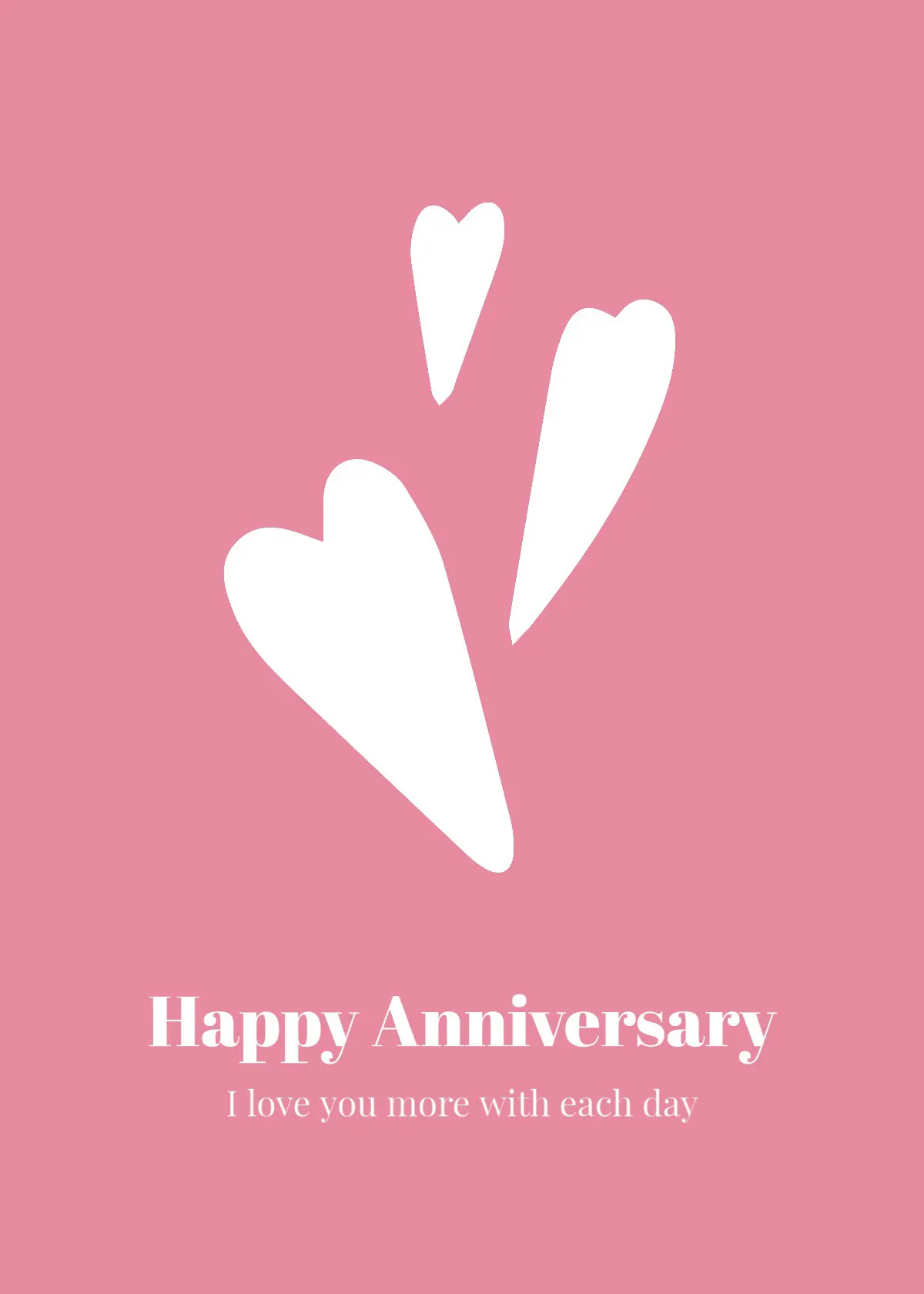 Pink white hearts happy anniversary - card