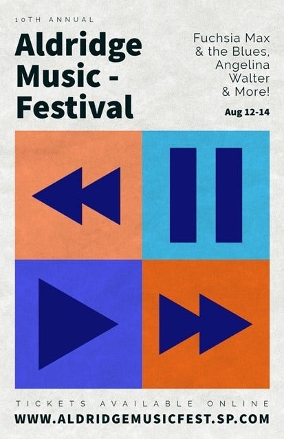 Orange and Red Music Player Button Symbols Music Festival Flyer