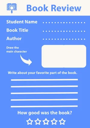 Blue and White Book Review Worksheet Book Review