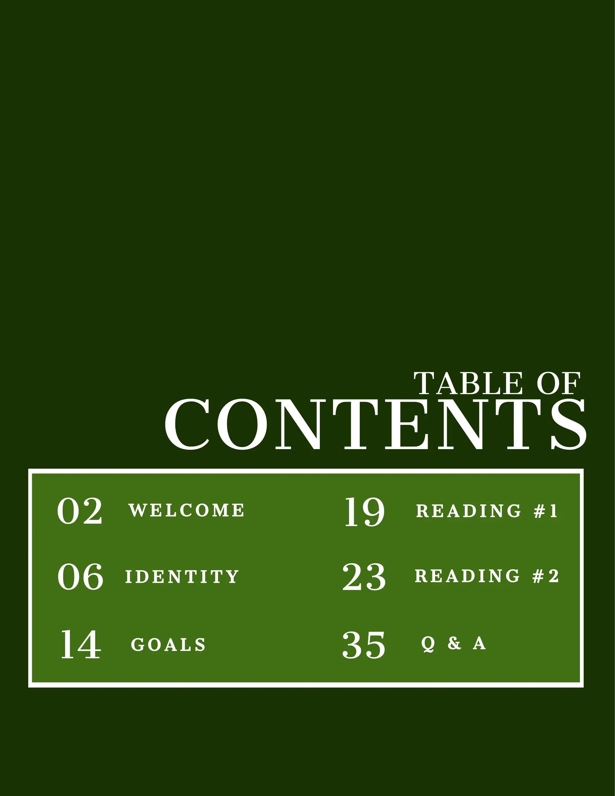 Green Simple Table of Contents