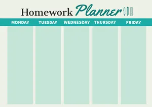 Green Simple Weekly Homework Planner A4 Planner