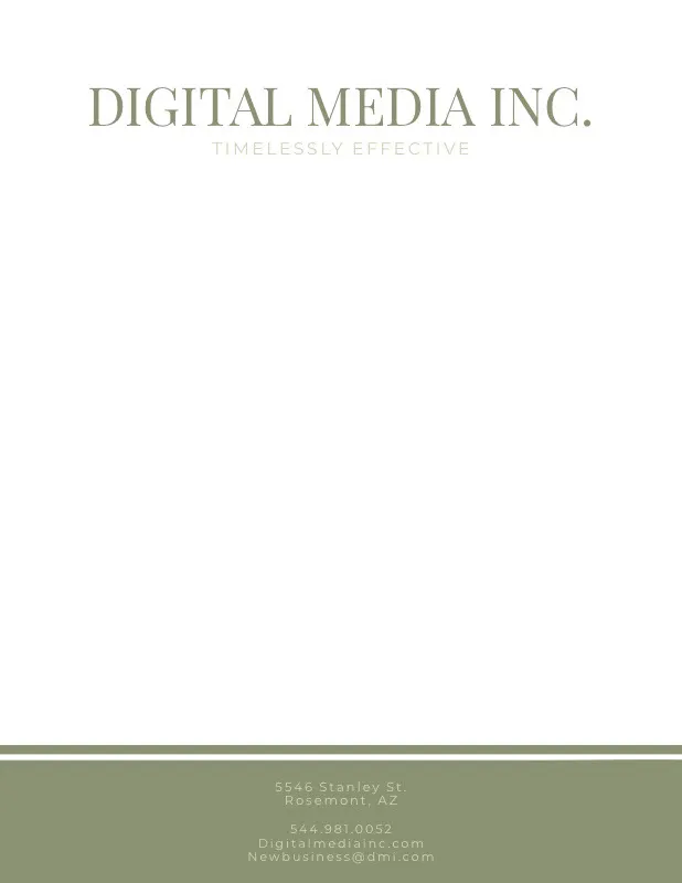 Green Elegant Digital Media Business Letterhead