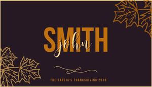 Gold and Purple Leaf Thanksgiving Invite Place Cards