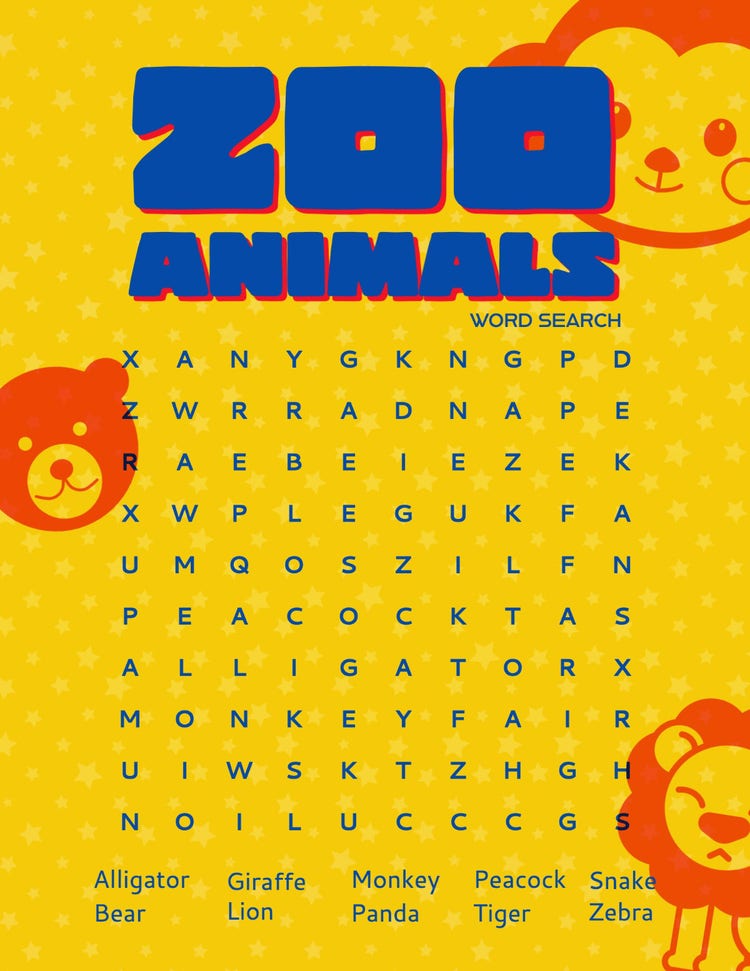Yellow and Blue Bold Bright Word Search