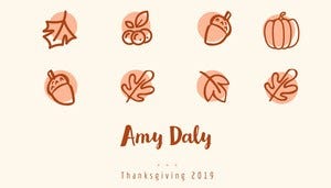 Brown Illustrated Thanksgiving Dinner Place Card Place Cards