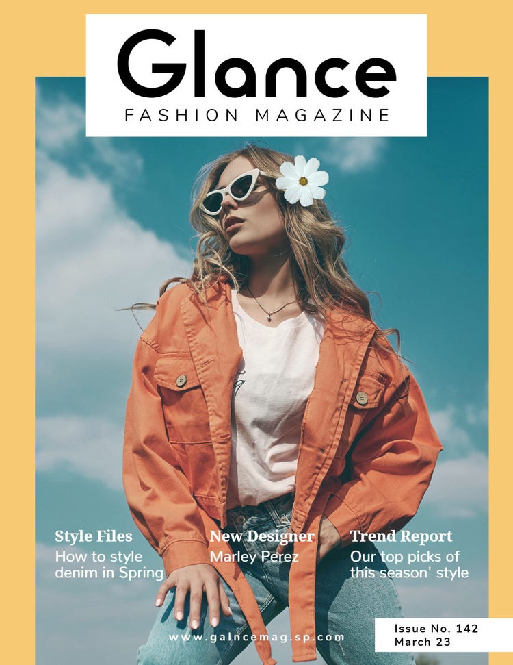 Orange, White & Black Minimal Fashion Magazine Cover