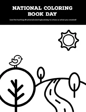 Black and White Coloring Book Day Ad Flyer Coloring Page