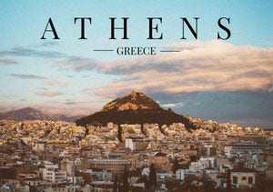 Blue Athens Postcard Postcard